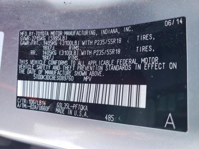 Photo 14 from auction – 2014 TOYOTA SIENNA XLE with VIN 5TDDK3DC8ES089760