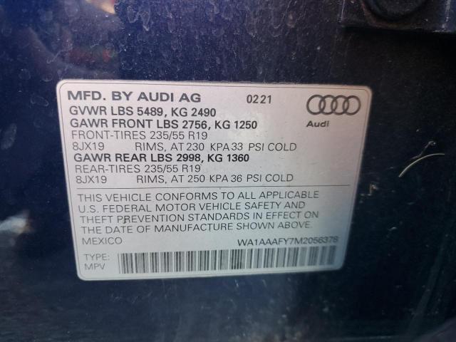 Photo 14 from auction – 2021 AUDI Q5 PREMIUM with VIN WA1AAAFY7M2056378