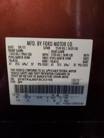 Photo 14 from auction – 2015 FORD EDGE SEL with VIN 2FMTK4J85FBC03195