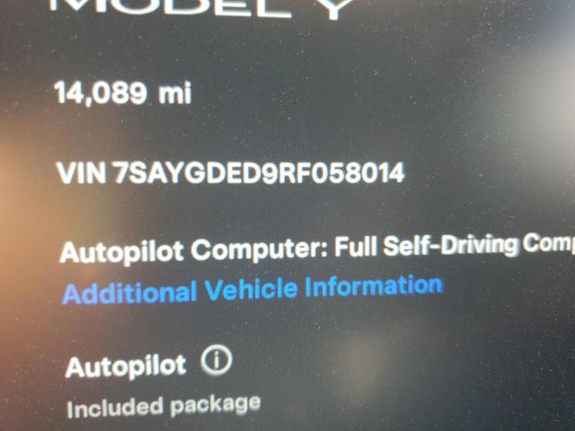 Photo 9 from auction – 2024 TESLA MODEL Y with VIN 7SAYGDED9RF058014