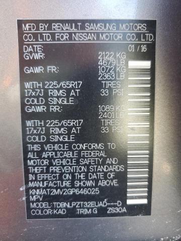 Photo 14 from auction – 2016 NISSAN ROGUE S with VIN KNMAT2MV2GP646025