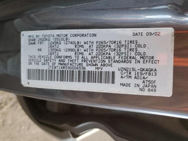 Photo 14 from auction – 2003 TOYOTA 4RUNNER SR with VIN JTEBT14R530006536