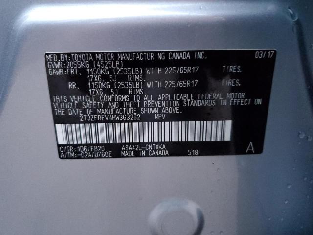 Photo 14 from auction – 2017 TOYOTA RAV4 LE with VIN 2T3ZFREV4HW363262