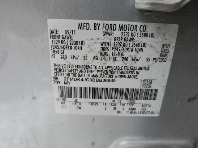 Photo 14 from auction – 2011 FORD EDGE SEL with VIN 2FMDK4JC3BBB36549