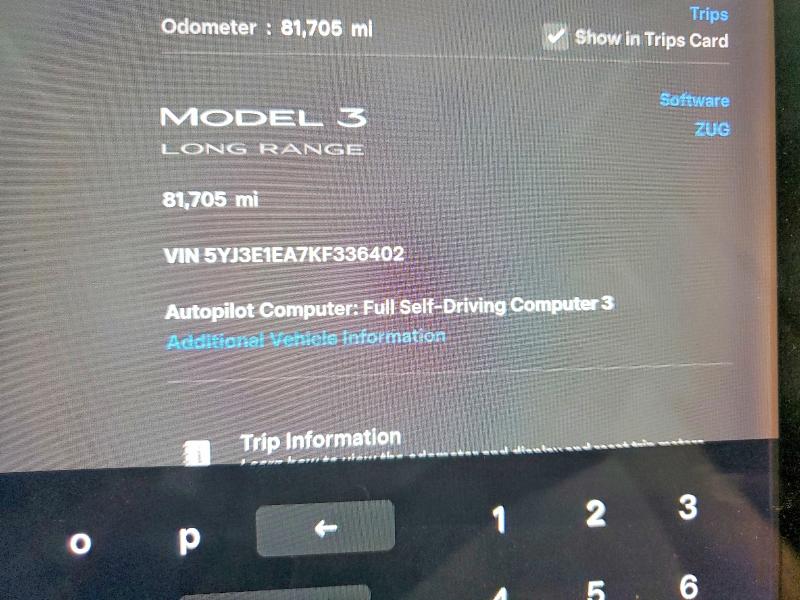 Photo 9 from auction – 2019 TESLA MODEL 3 with VIN 5YJ3E1EA7KF336402