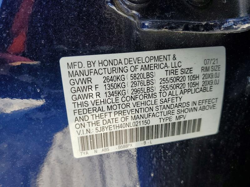 Photo 14 from auction – 2022 ACURA MDX with VIN 5J8YE1H40NL021150