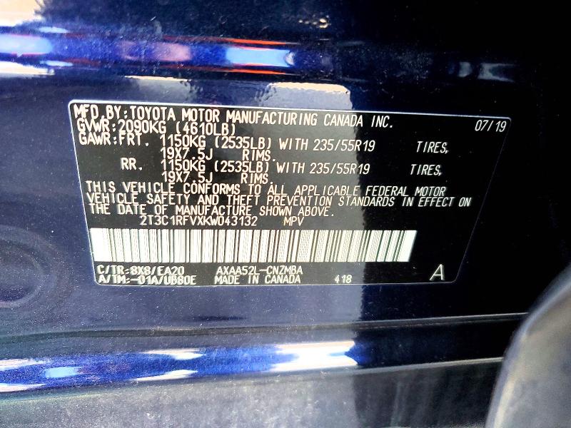 Zdjęcie 14 z aukcji – 2019 TOYOTA RAV4 z VIN 2T3C1RFVXKW043132