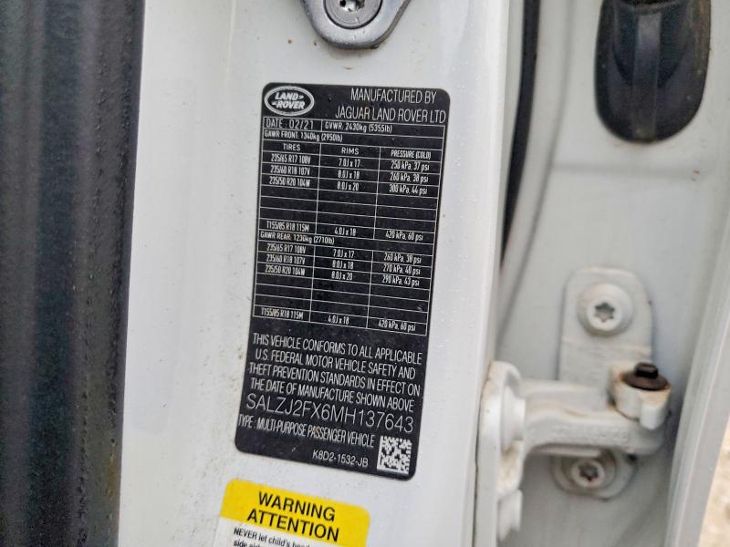 Photo 14 from auction – 2021 LAND ROVER RANGE ROVE with VIN SALZJ2FX6MH137643