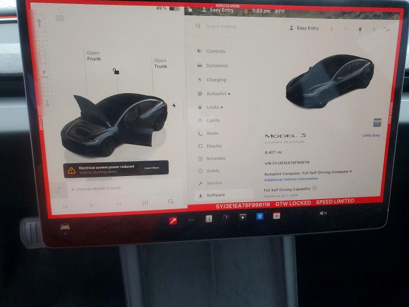 Photo 9 from auction – 2025 TESLA MODEL 3 with VIN 5YJ3E1EA7SF996116