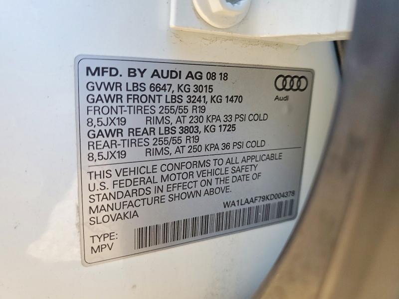 Photo 14 from auction – 2019 AUDI Q7 PREMIUM with VIN WA1LAAF79KD004378