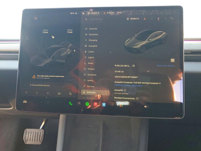 Photo 9 from auction – 2024 TESLA MODEL 3 with VIN 5YJ3E1EA1RF748597