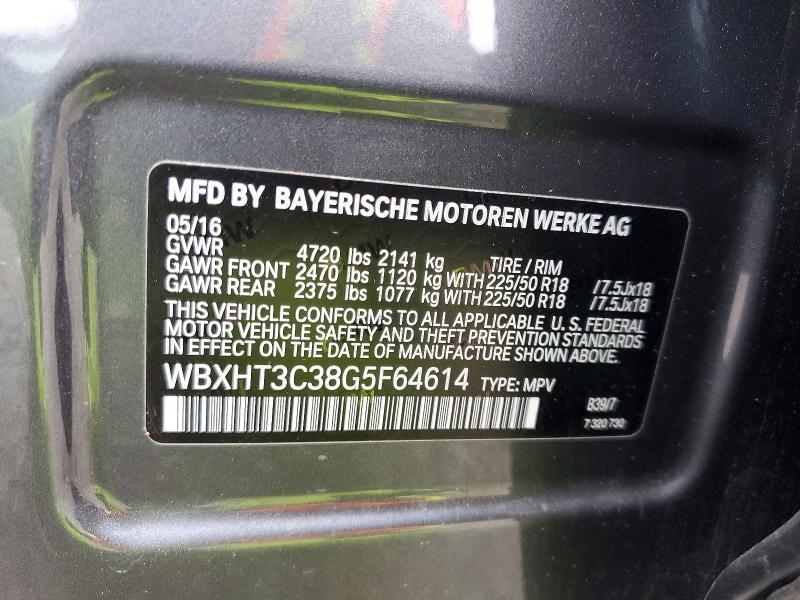 Photo 14 from auction – 2016 BMW X1 with VIN WBXHT3C38G5F64614