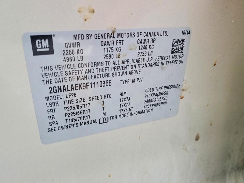Photo 14 from auction – 2015 CHEVROLET EQUINOX LS with VIN 2GNALAEK9F1110366