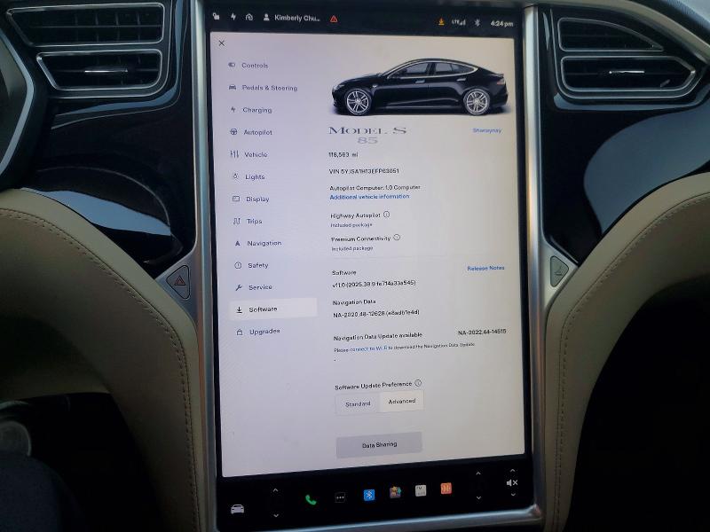 Photo 9 from auction – 2014 TESLA MODEL S with VIN 5YJSA1H13EFP63051