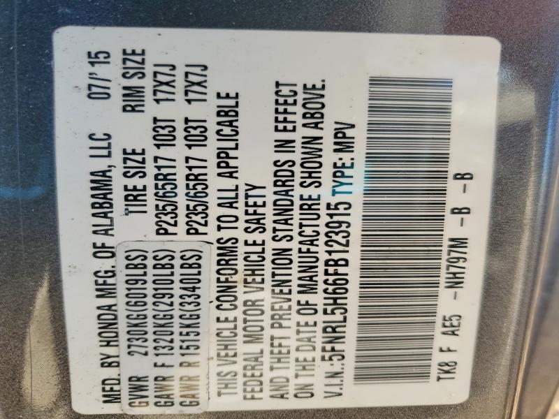 Photo 14 from auction – 2015 HONDA ODYSSEY with VIN 5FNRL5H66FB123915