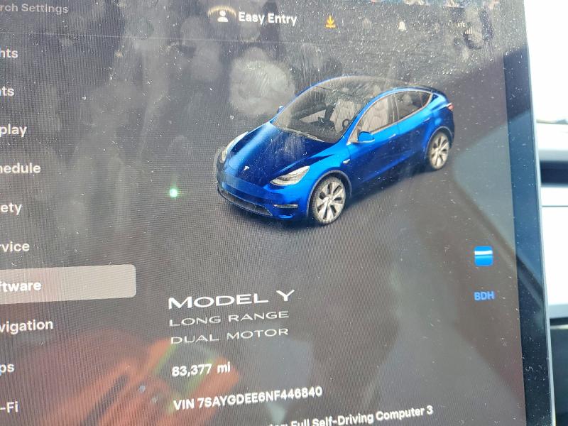 Photo 9 from auction – 2022 TESLA MODEL Y with VIN 7SAYGDEE6NF446840