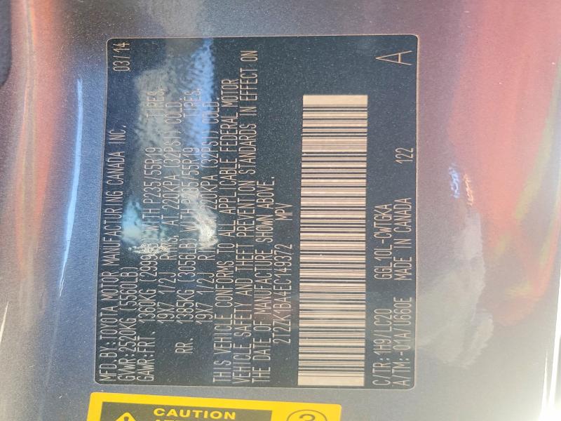 Photo 14 from auction – 2014 LEXUS RX 350 with VIN 2T2ZK1BA4EC149372