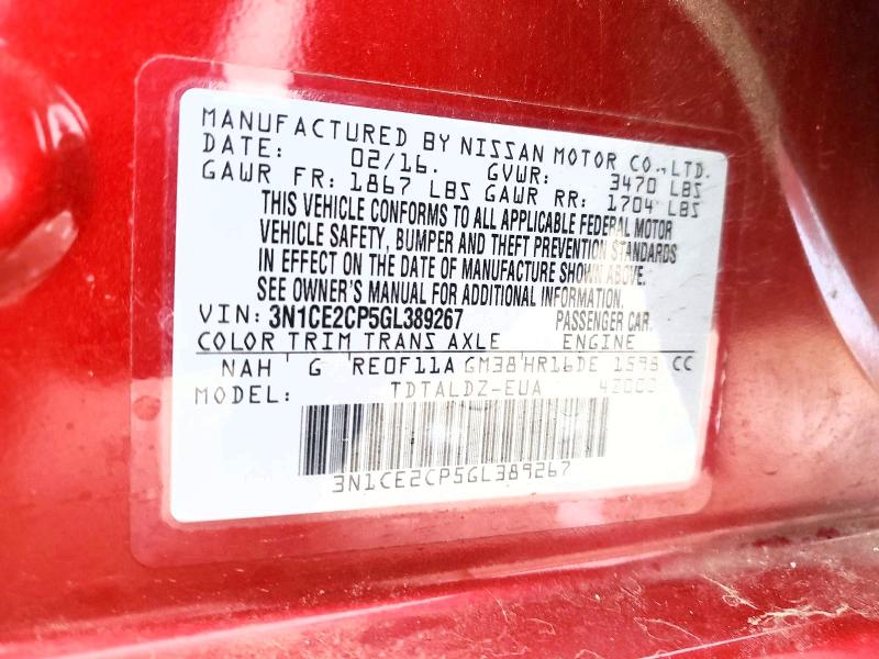 Photo 14 from auction – 2016 NISSAN VERSA NOTE with VIN 3N1CE2CP5GL389267