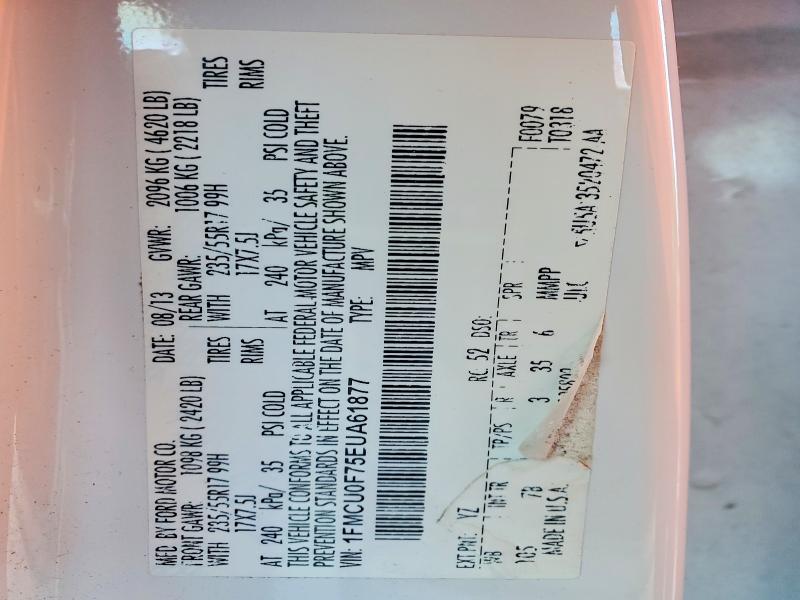 Photo 14 from auction – 2014 FORD ESCAPE with VIN 1FMCU0F75EUA61877