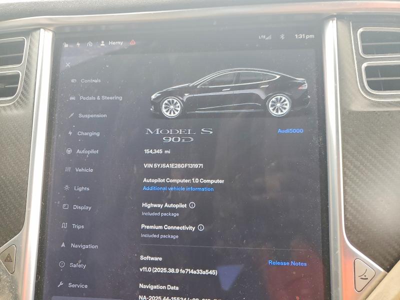 Photo 9 from auction – 2016 TESLA MODEL S with VIN 5YJSA1E28GF131971