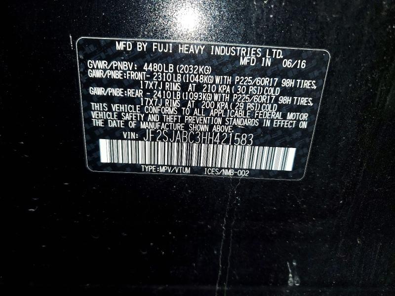 Photo 14 from auction – 2017 SUBARU FORESTER 2 with VIN JF2SJABC3HH421583