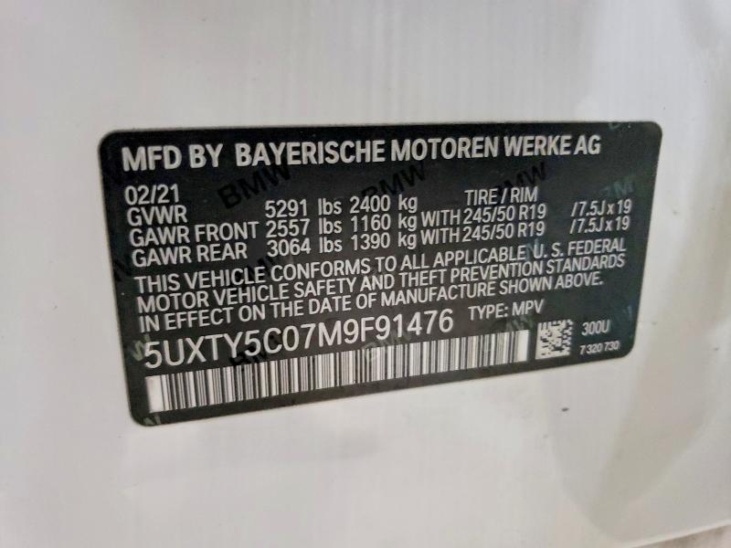 Photo 14 from auction – 2021 BMW X3 XDRIVE3 with VIN 5UXTY5C07M9F91476