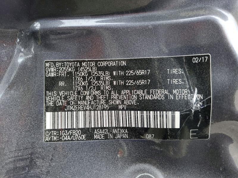 Photo 14 from auction – 2017 TOYOTA RAV4 with VIN JTMZFREV4HJ128195
