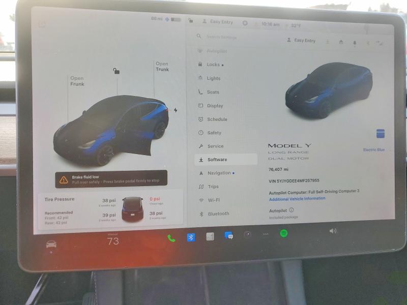 Photo 9 from auction – 2021 TESLA MODEL Y with VIN 5YJYGDEE4MF257955
