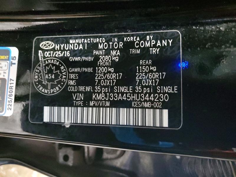 Photo 14 from auction – 2017 HYUNDAI TUCSON with VIN KM8J33A45HU344230