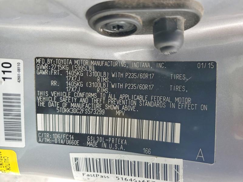 Photo 14 from auction – 2015 TOYOTA SIENNA LE with VIN 5TDKK3DC2FS573299