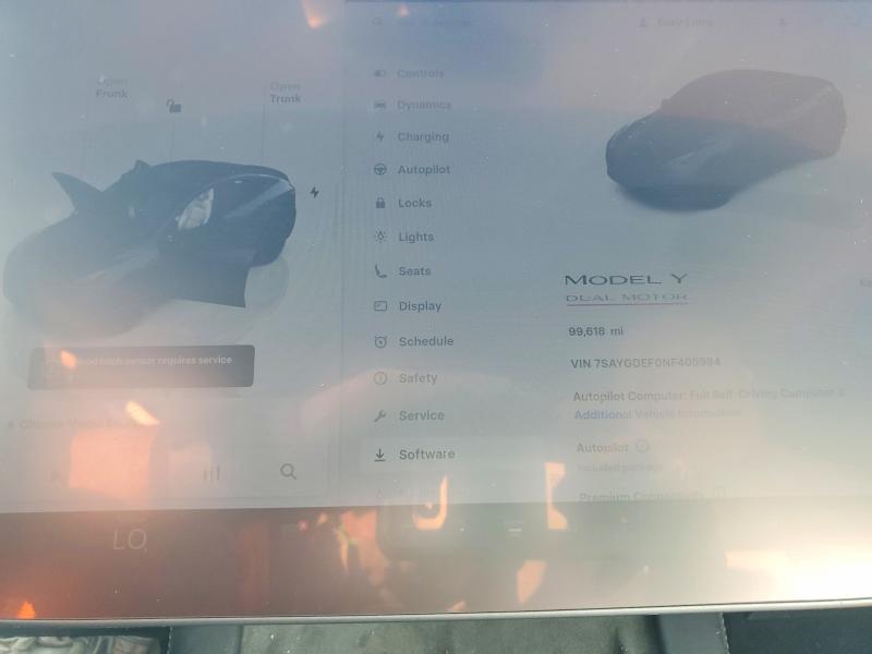 Photo 9 from auction – 2022 TESLA MODEL Y with VIN 7SAYGDEF0NF405984