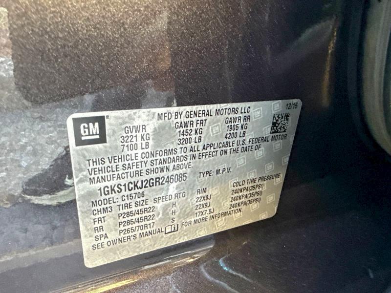 Photo 10 from auction – 2016 GMC YUKON DENA with VIN 1GKS1CKJ2GR246085