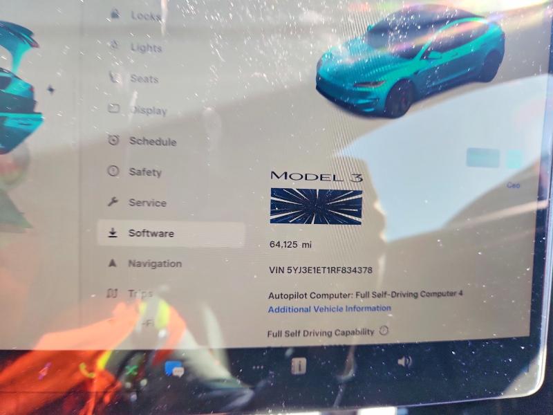 Photo 9 from auction – 2024 TESLA MODEL 3 with VIN 5YJ3E1ET1RF834378