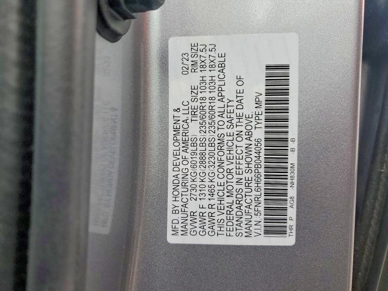 Photo 14 from auction – 2023 HONDA ODYSSEY with VIN 5FNRL6H66PB044056