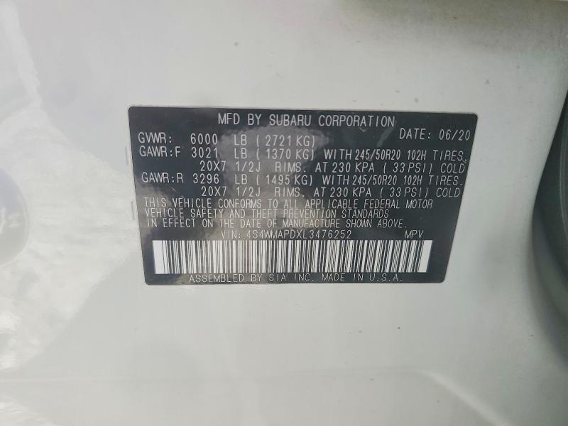 Photo 14 from auction – 2020 SUBARU ASCENT LIM with VIN 4S4WMAPDXL3476252