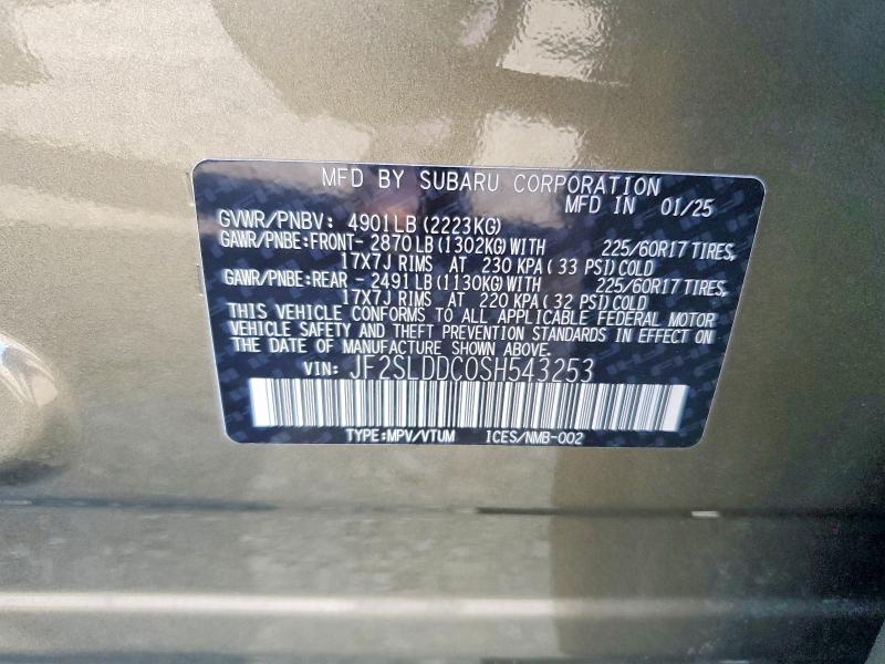 Photo 14 from auction – 2025 SUBARU FORESTER P with VIN JF2SLDDC0SH543253