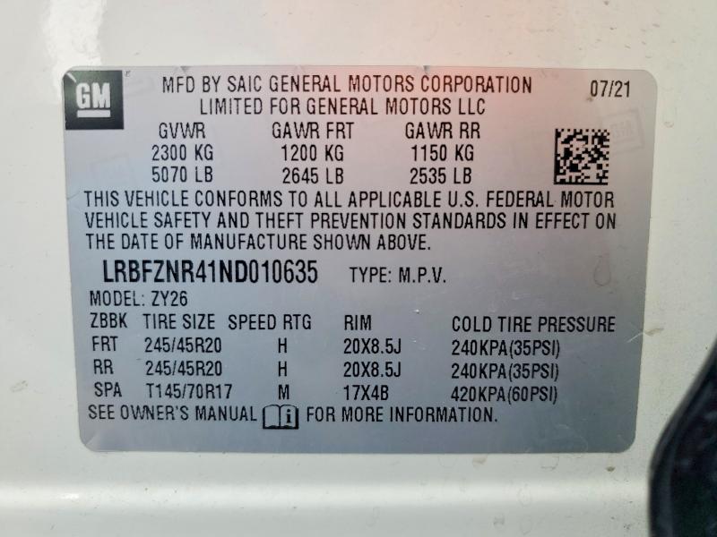 Photo 14 from auction – 2022 BUICK ENVISION E with VIN LRBFZNR41ND010635