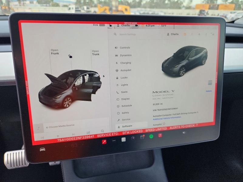 Photo 9 from auction – 2022 TESLA MODEL Y with VIN 7SAYGDEE2NF339641