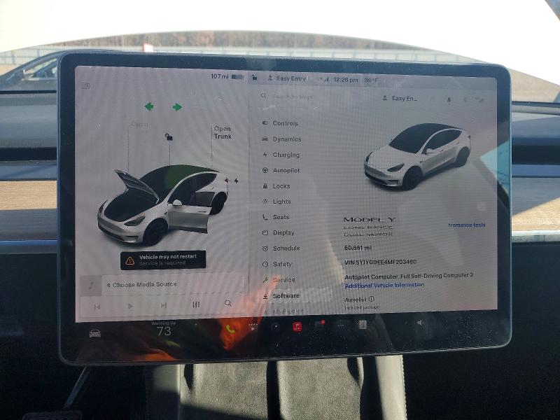 Photo 9 from auction – 2021 TESLA MODEL Y with VIN 5YJYGDEE4MF203460