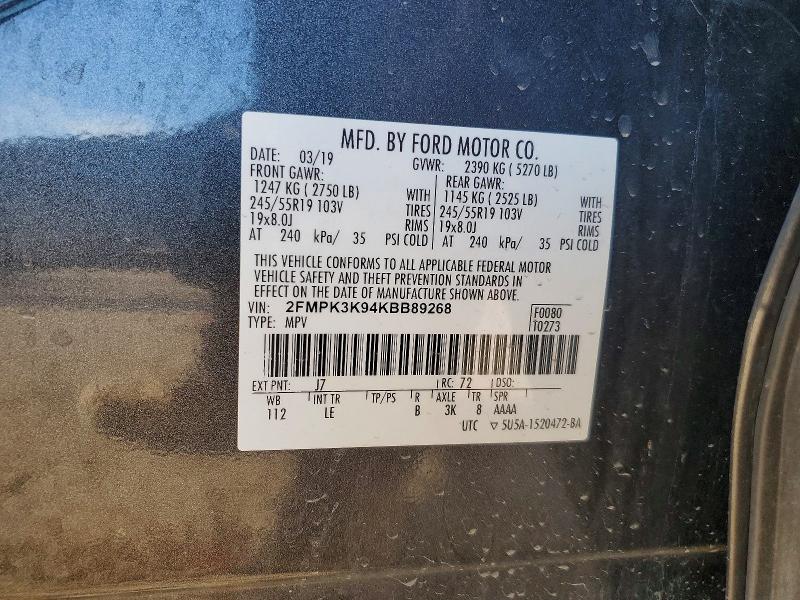 Zdjęcie 14 z aukcji – 2019 FORD EDGE z VIN 2FMPK3K94KBB89268