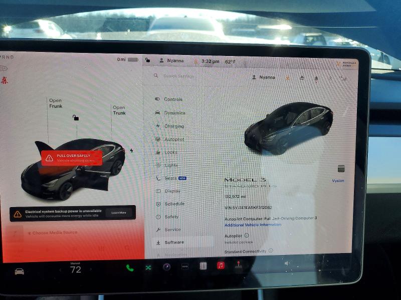Photo 9 from auction – 2019 TESLA MODEL 3 with VIN 5YJ3E1EA5KF312082