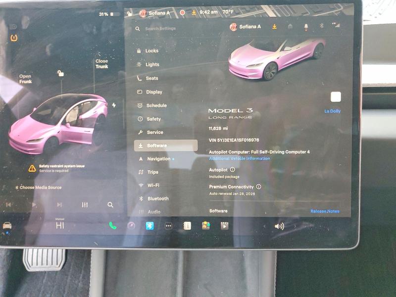 Photo 9 from auction – 2025 TESLA MODEL 3 with VIN 5YJ3E1EA1SF016976