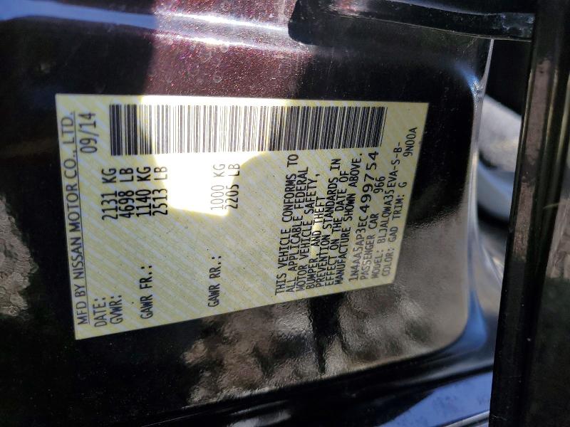 Photo 10 from auction – 2014 NISSAN MAXIMA with VIN 1N4AA5AP3EC499754