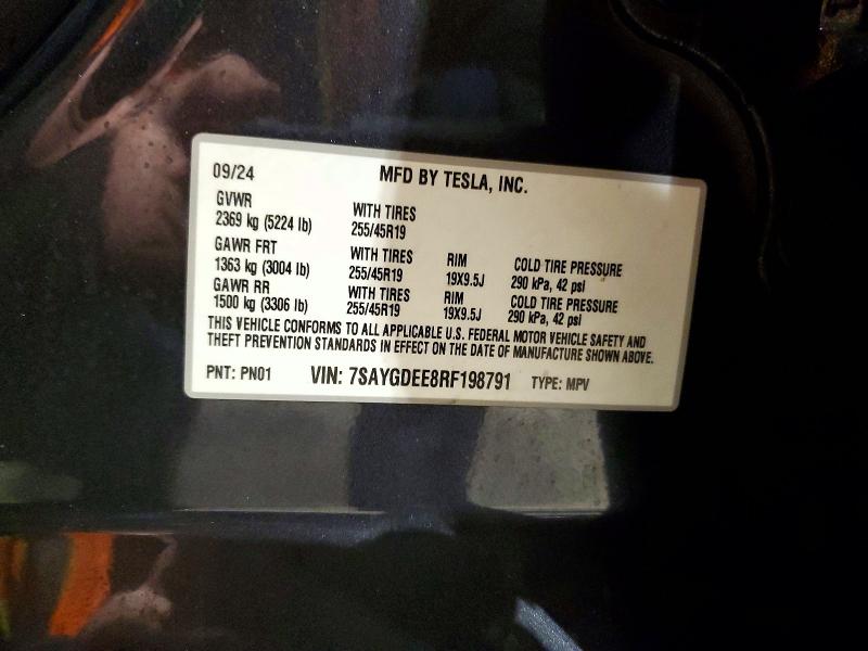 Photo 14 from auction – 2024 TESLA MODEL Y with VIN 7SAYGDEE8RF198791