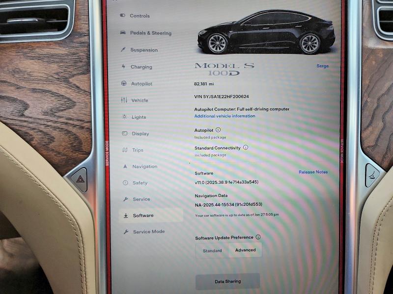 Photo 9 from auction – 2017 TESLA MODEL S with VIN 5YJSA1E22HF200624