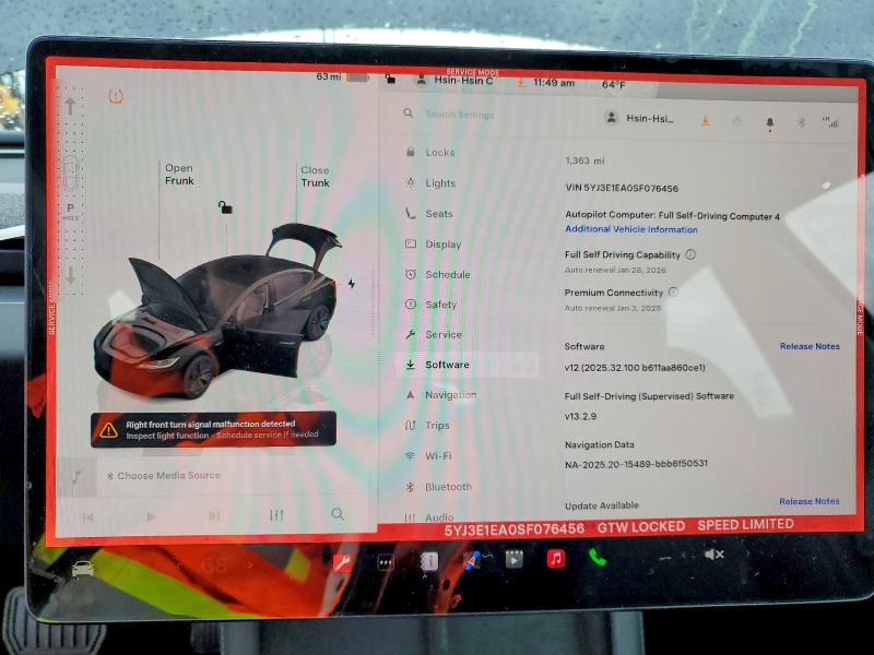 Photo 9 from auction – 2025 TESLA MODEL 3 with VIN 5YJ3E1EA0SF076456