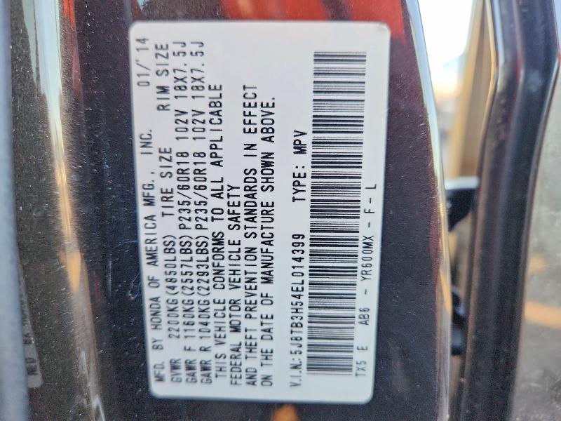Photo 14 from auction – 2014 ACURA RDX TECHNO with VIN 5J8TB3H54EL014399