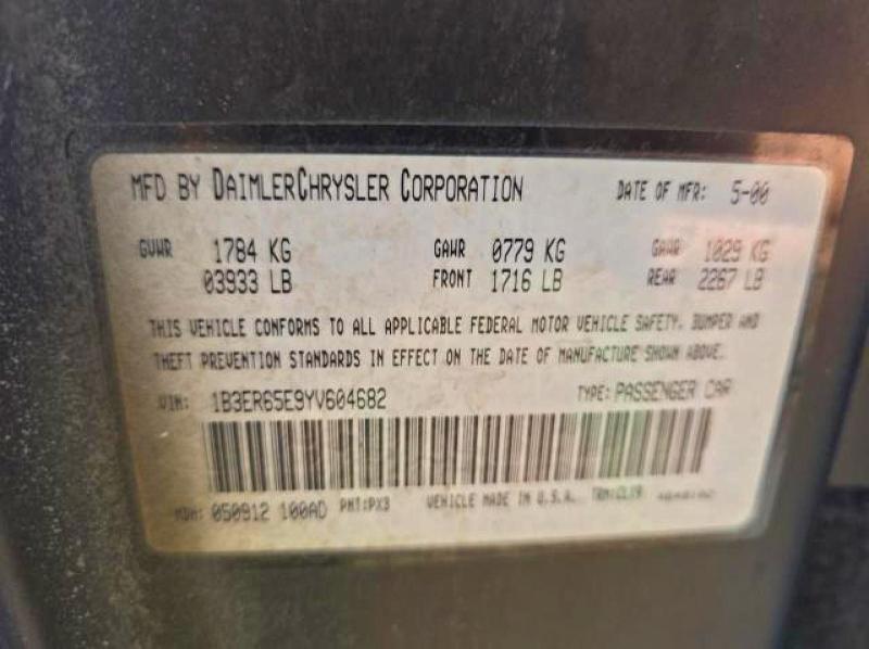 Photo 10 from auction – 2000 DODGE VIPER RT-1 with VIN 1B3ER65E9YV604682