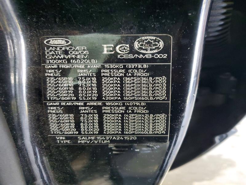 Photo 14 from auction – 2007 LAND ROVER RANGE ROVE with VIN SALMF15437A241520