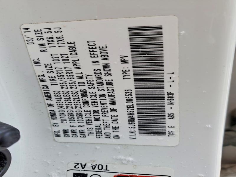 Photo 14 from auction – 2014 HONDA CR-V EX with VIN 5J6RM4H52EL066536